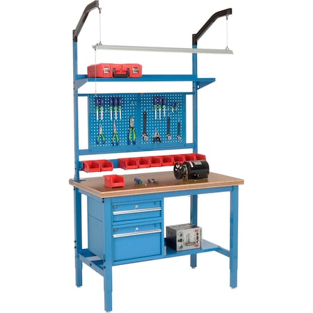 Global Industrial 48 x 30 Production Workbench, Shop Top Safety Edge Complete Bench, Blue 319302BL